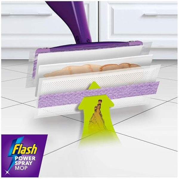 Flash Power Spray Mop Absorbing Pad Refills, Flash Mop Refill Pads, White, 64 Wipes (16x4), Flash Power Mop