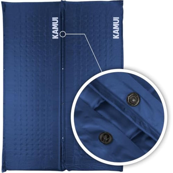 KAMUI Self-Inflating Sleeping Mat | 5cm Thick Pad | Connectable with Multiple Mattresses for Tent & Family Camping (Blue)