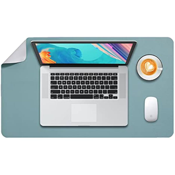 Desk Pad Large, Desk Mat, Extended Mouse Mat, Mouse Pad L, Desk Blotter, DOBAOJIA Laptop Pad Writing Pad for Office/Home, Dual-Side Use PU Leather Waterproof 23.6" X 13.8"(Greyish Green/Grey)