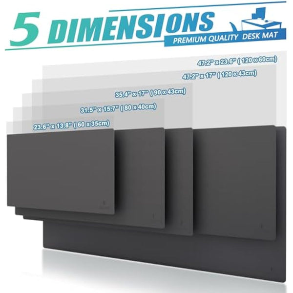 K KNODEL Small Office Leather Desk Mat, Mouse and Keyboard Pad, Computer and Laptop Mat, Desktop Protector and Cover, Writing Pad and Blotter (60x35cm, Dark Gray)