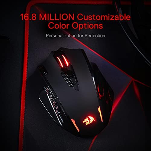 Redragon M908 Impact RGB LED MMO Mouse with Side Buttons Optical Wired Gaming Mouse with 12,400DPI, High Precision, 20 Programmable Mouse Buttons