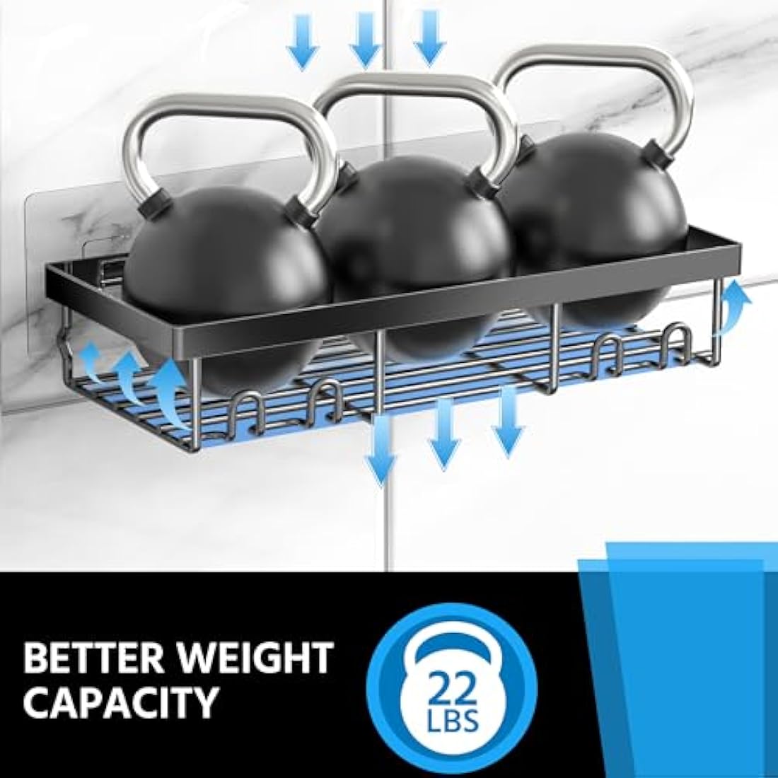 DIFULI Shower Caddy Shelf Organiser 4 Pack, No Drill Black Shower Shelves,Self Adhesive Bathroom Caddy,Shower Storage Accessories, Wall Mounted Shampoo Holder