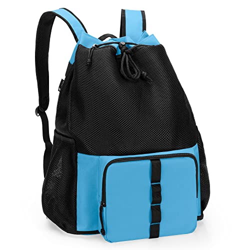 Fasrom Mesh Beach Backpack with Zipper Bottom, Sport Gym Backpack for Swimming, Beach, Pool and Travel(Patent Pending), Blue