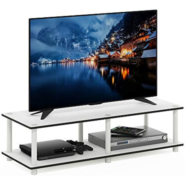 Furinno Toolless TV Stands, Wood, White/White, one size