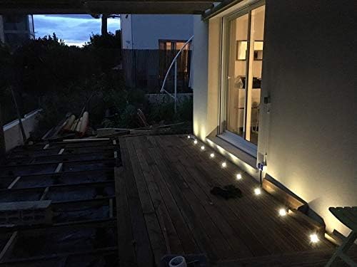 INDARUN Warm White Led Decking Lights Waterproof IP67 0.6W Ø31MM - Lighting for Terrace/Patio/Path/Wall/Garden/Decoration, 10 Packs
