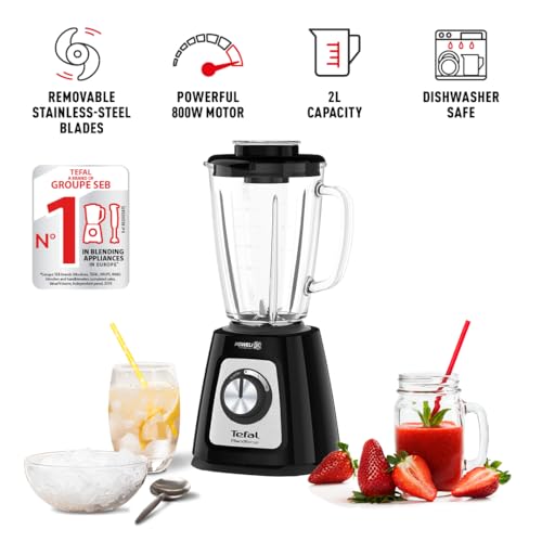 Tefal Blend Up Powerful Mini Blender, Quiet Mode, 8 Auto Programmes, Auto Cleaning Programme, 2 Durable Bottles 0.7L & 0.4L, Smoothies, Protein Shakes, Cocktails, Ice Crush, Hummus, 6 Blades BL19H4G0