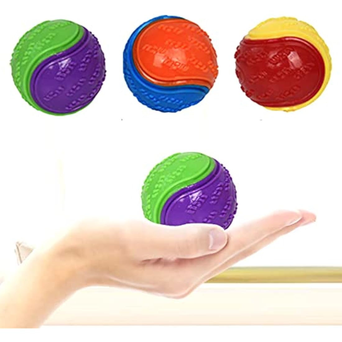3Pcs Squeaky Dog Ball, Dog Toys Teeth Cleaning Puppy Chew Toys Pet Training Ball Dog Interactive Dog Ball