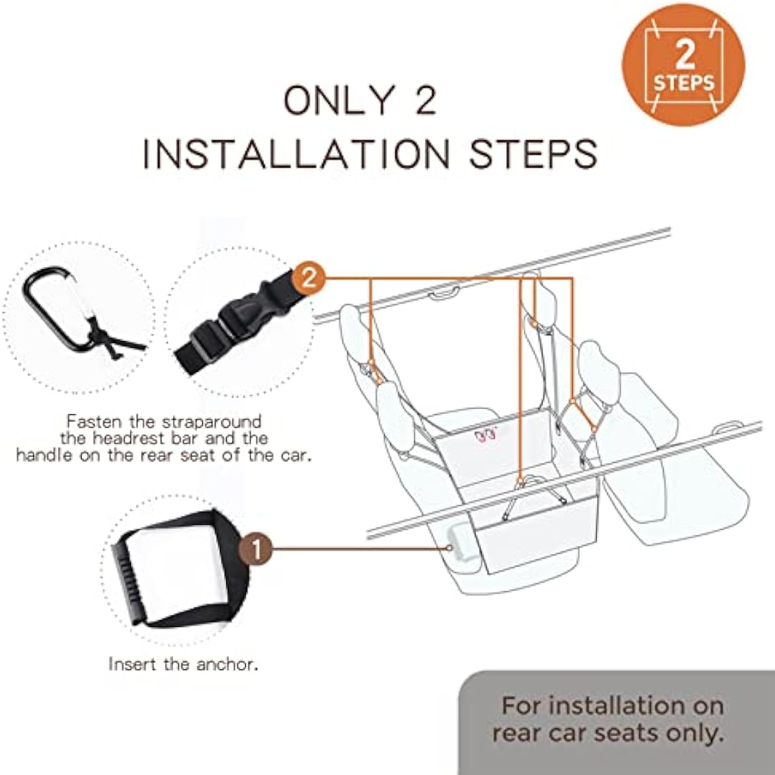 njnj Dog Car Seat Cover for Back Seat - Waterproof Dog Half Hammock for Cars,Scratchproof Pet Backseat Protector,Perdurable,Non-Slip Booster Seat for Small,Medium and Large Dogs