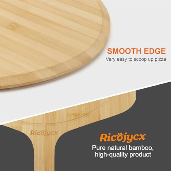 2Pack Pizza Board 14 inch with Grooves, Double-Sided Use Pizza Cutting Board with 8 Slice for Pizza, Bread, Cheese, Vegetable, Fruits