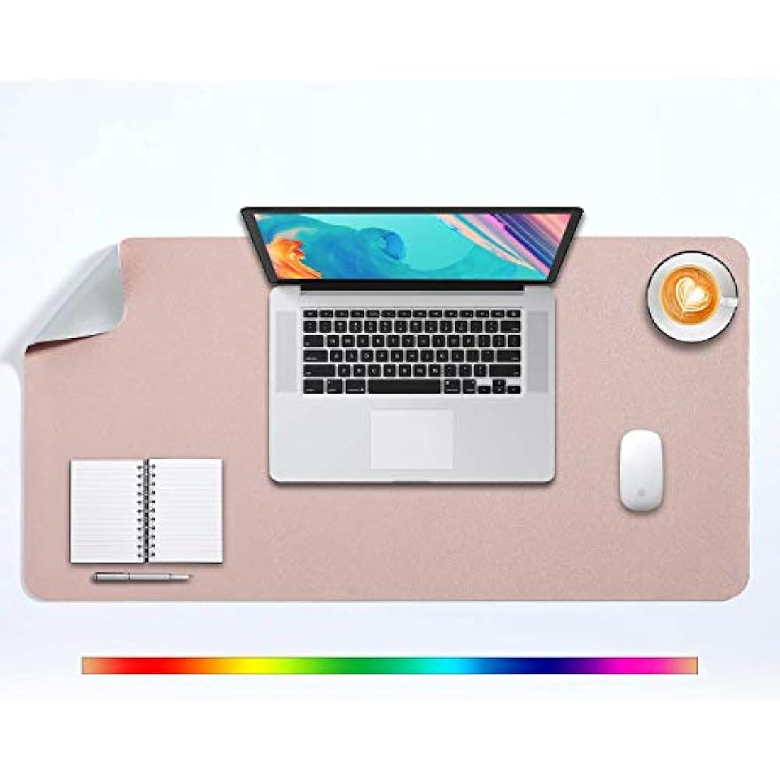 Desk Pad Large, Desk Mat, Extended Mouse Mat, Mouse Pad XL, Desk Blotter, DOBAOJIA Laptop Pad Writing Pad for Office/Home, Dual-Side Use PU Leather Waterproof 31.5" X 15.7" (Pink/Silver)