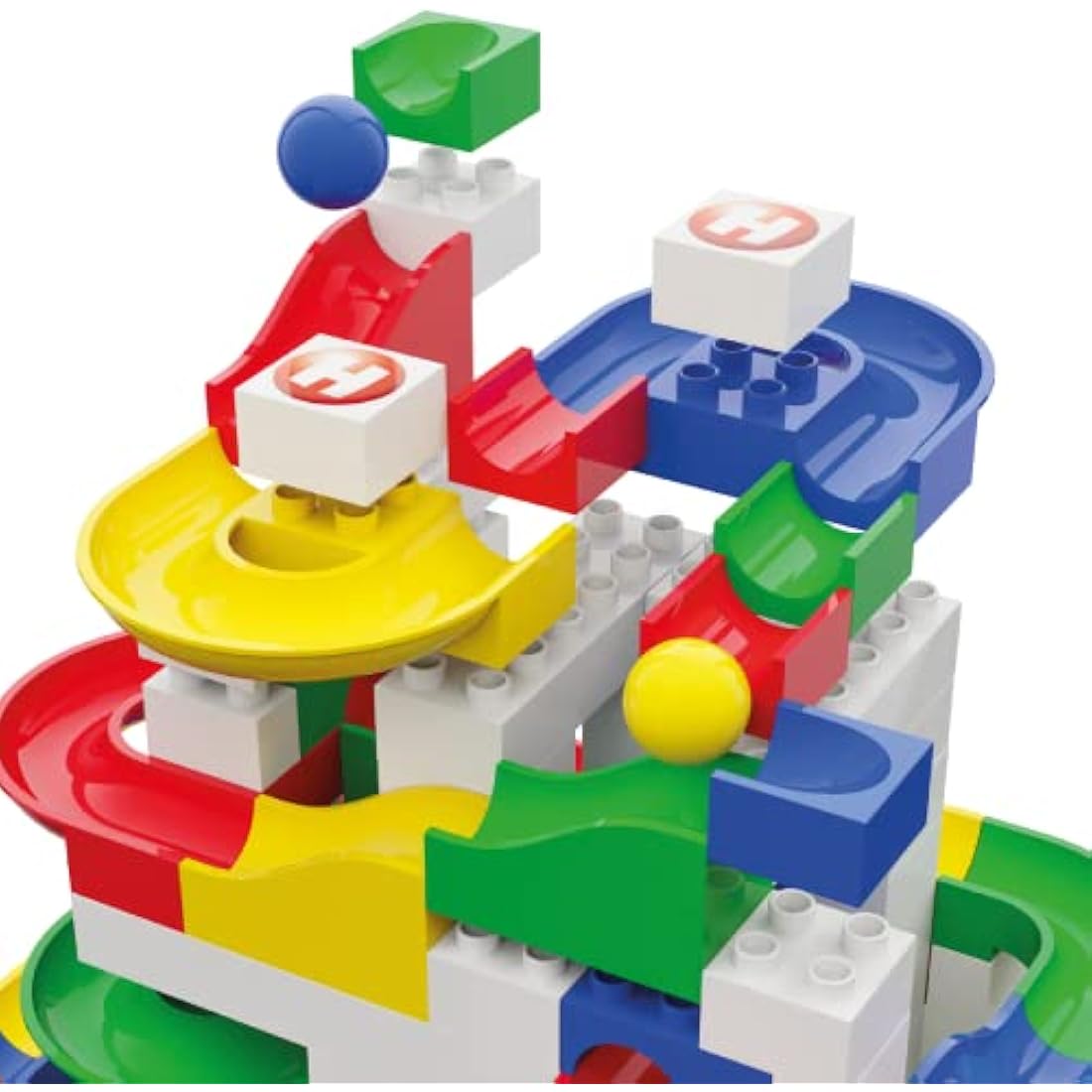 Hubelino 420480 Basic Building Box Marble Run, Compatible with Popular Building Block System, 123 pieces, for Ages 4 and Up, (Made in Germany)