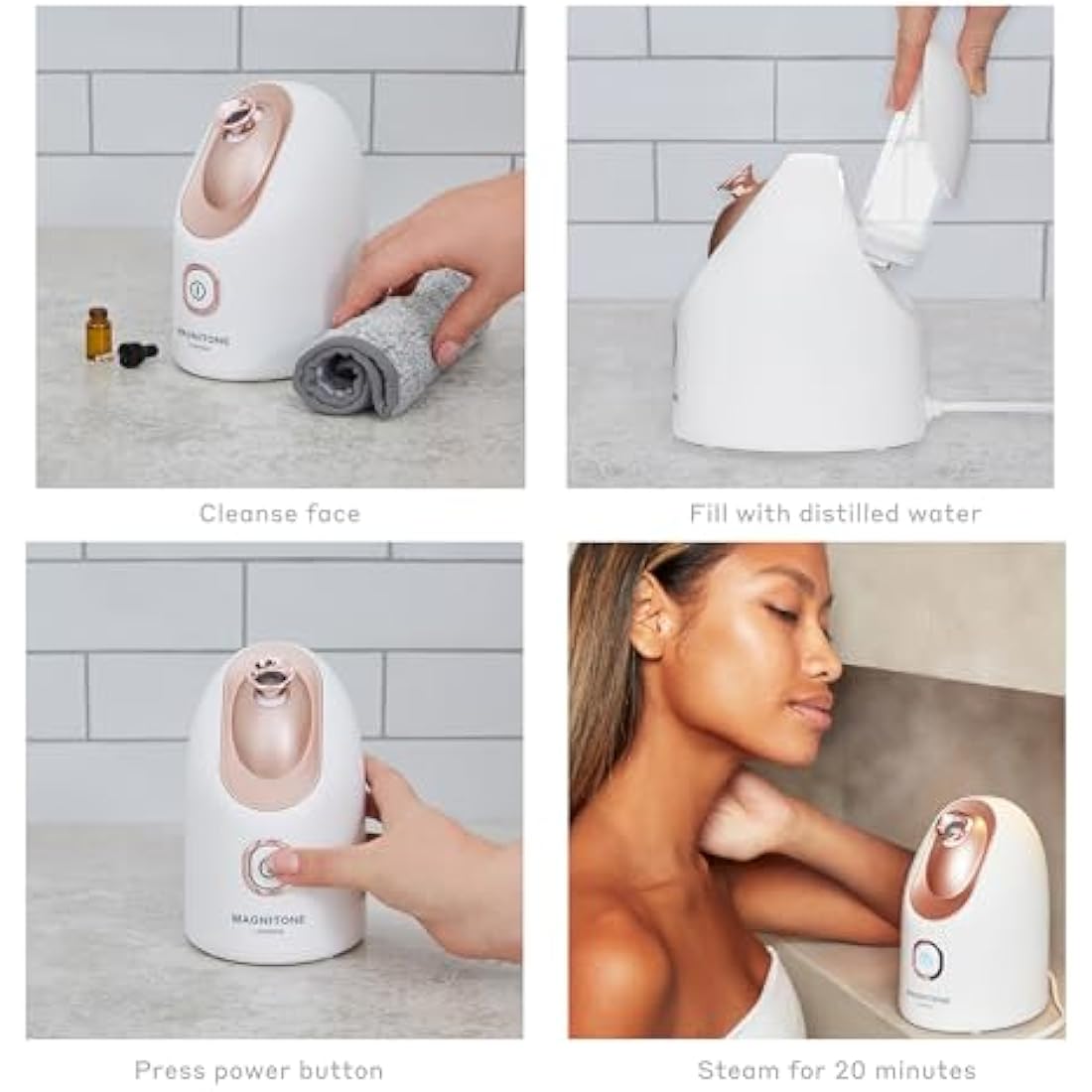 MAGNITONE SteamAhead2 Hydrating Facial Nano Steamer at-Home Spa Treatment for Deep Pore Cleansing and for Use with Essential Oils As A Room Humidifier