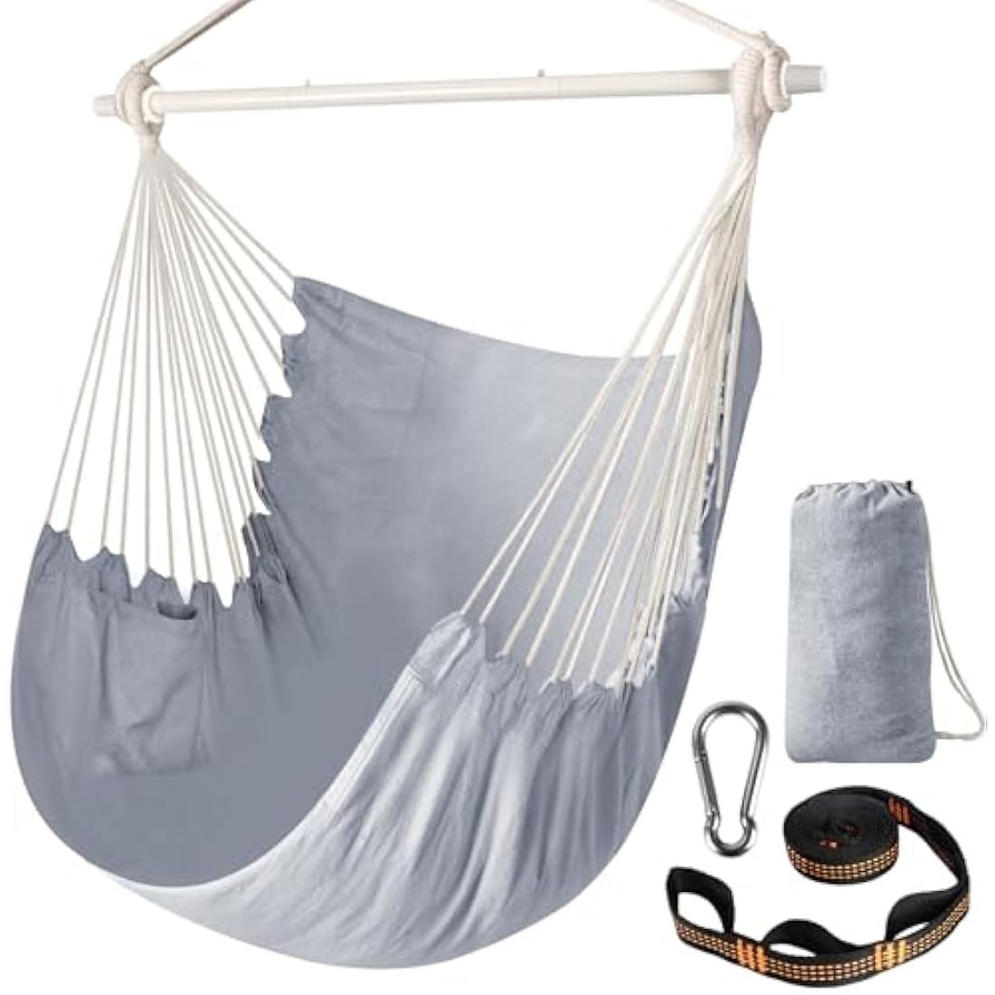 Chihee Hammock Chair Swing Chair Strong Metal Collapsible Spreader Bar Portable Hanging Chair Max 330 lbs Comfy Seat Patio Lawn Chair Cotton Blended for Superior Comfort Durability Indoor Outdoor