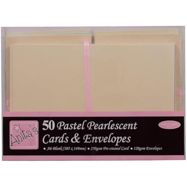 Anita's Plain, Blank Cards & Envelopes, A6, Pearlescent, Pack of 50, for Home, Wedding, Birthday, Christmas, Thank You, Art & Craft, Scrapbooking Supplies, Baby Shower, Card Making
