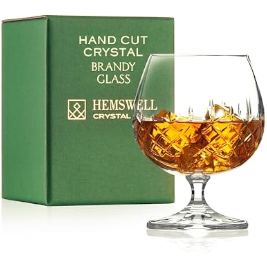 Hemswell Crystal Single Brandy Glass - Goblet Cut Crystal Brandy Glasses with Presentation Box - Snifter for Cognac 250ml European - Wicklow