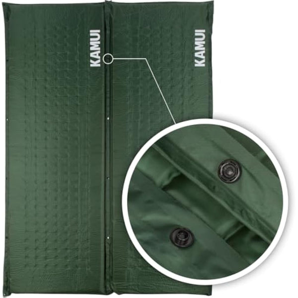 KAMUI Self Inflating Sleeping Mat 5 cm Thick Pad Connectable with Multiple Mattresses for Tent and Family Camping (Green)