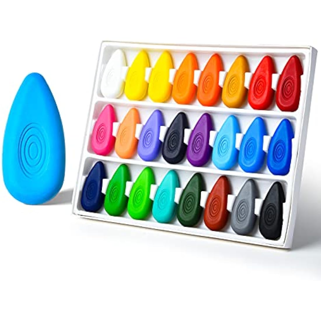 Four Candies 24 Colors Crayons for Kids, My First Crayons for Toddlers, Non-Toxic Washable Unbreakable Water-Drop Shape for Little Hands, Safe Toddler Coloring Art Gift
