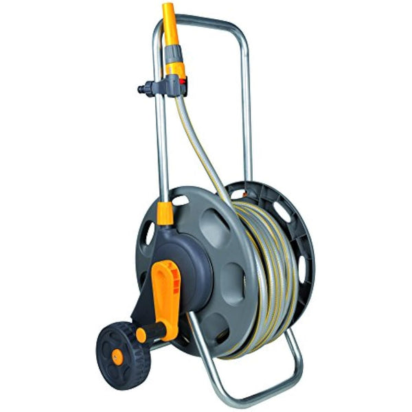 HOZELOCK - Cart Plus 50m (ø 12.5 mm) Assembled : Max Capacity 60m, 1-piece Rewind Handle, Sturdy Frame for General Use, Supplied Assembled with 50m Hose, 1 Nozzle and Fittings Included 2435R0000