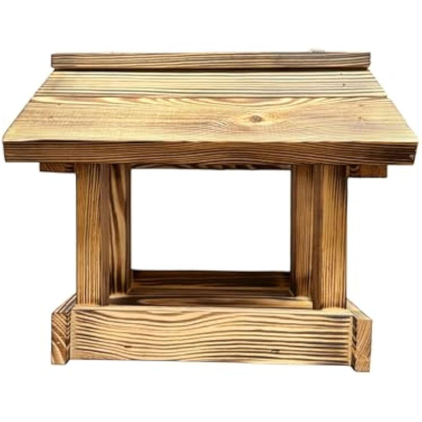 LEVIATAN MAXI Wooden Bird Feeder | Chain Hanging | Outdoor Feed Tray with Roof | Ready-to-Use, No Assembly Required | Feeder for Wild Birds All Year Round