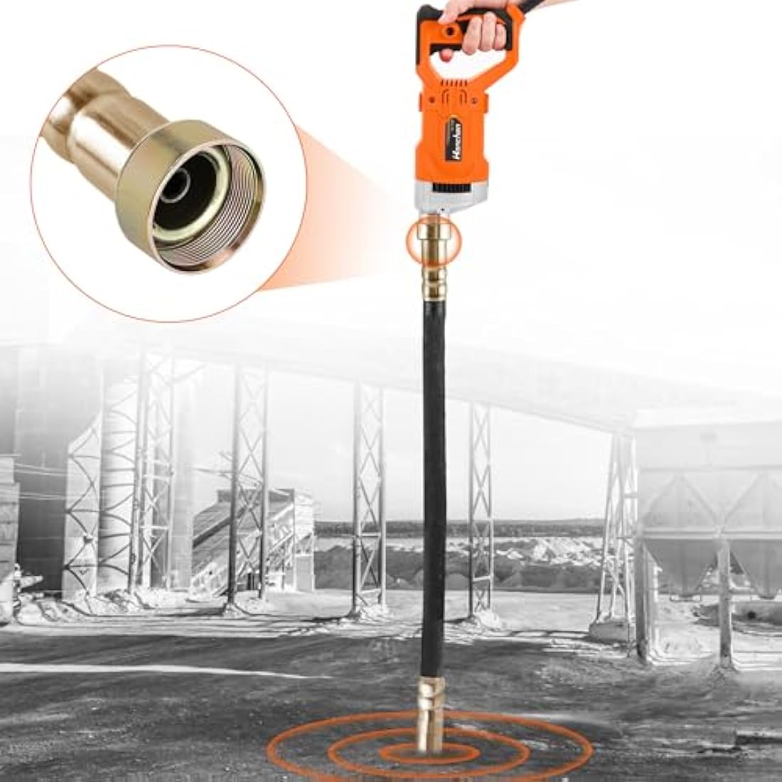 Hanchen Concrete Poker 1280W Concrete Vibrating Motor 5000r/min Aluminum Electric Industrial Vibrating Poker Vibrator with 1.5m Hose, Rod Diameter 35mm CE Certificated