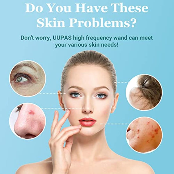 High Frequency Wand - UUPAS High Frequency Facial Wand with 6 Different Neon Tubes for Face/Hair/Body - Home Use Skin Tightening Machine Device for Acne Firming Skin Rejuvenation Wrinkle Removal