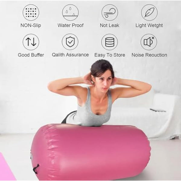 Air Roller Gymnastics Barrel Tumbling Mat Inflatable 60/75/90 CM Air Spot Tumble Track Mat Backbend Trainer with Electric Air Pump for Training/Yoga/Backflip/Home Use