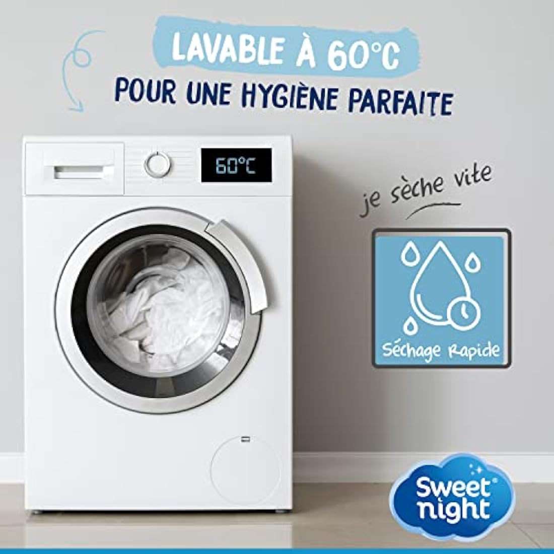 SWEET NIGHT Waterproof Mattress Protector, Cotton, white, 180x200 cm