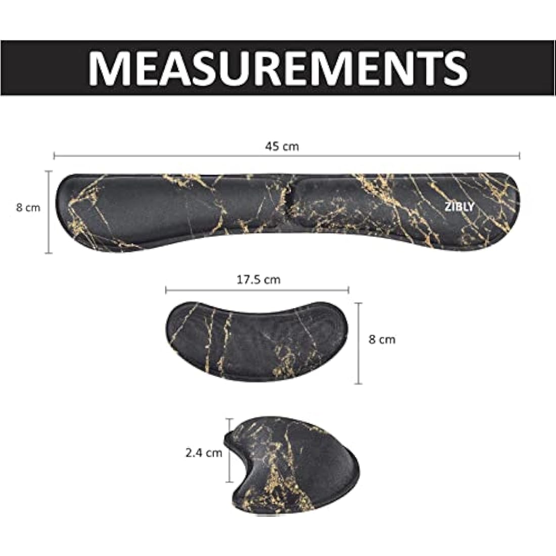 ZIBLY Wrist Rest Keyboard and Mouse Set - Non Slip Ergonomic Wrist Cushion Support Pad - Easy Typing,Pain Relief – Premium Silky Gel Memory Foam for Work from Home Gaming Computer Laptop