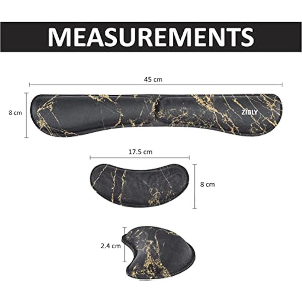 ZIBLY Wrist Rest Keyboard and Mouse Set - Non Slip Ergonomic Wrist Cushion Support Pad - Easy Typing,Pain Relief – Premium Silky Gel Memory Foam for Work from Home Gaming Computer Laptop