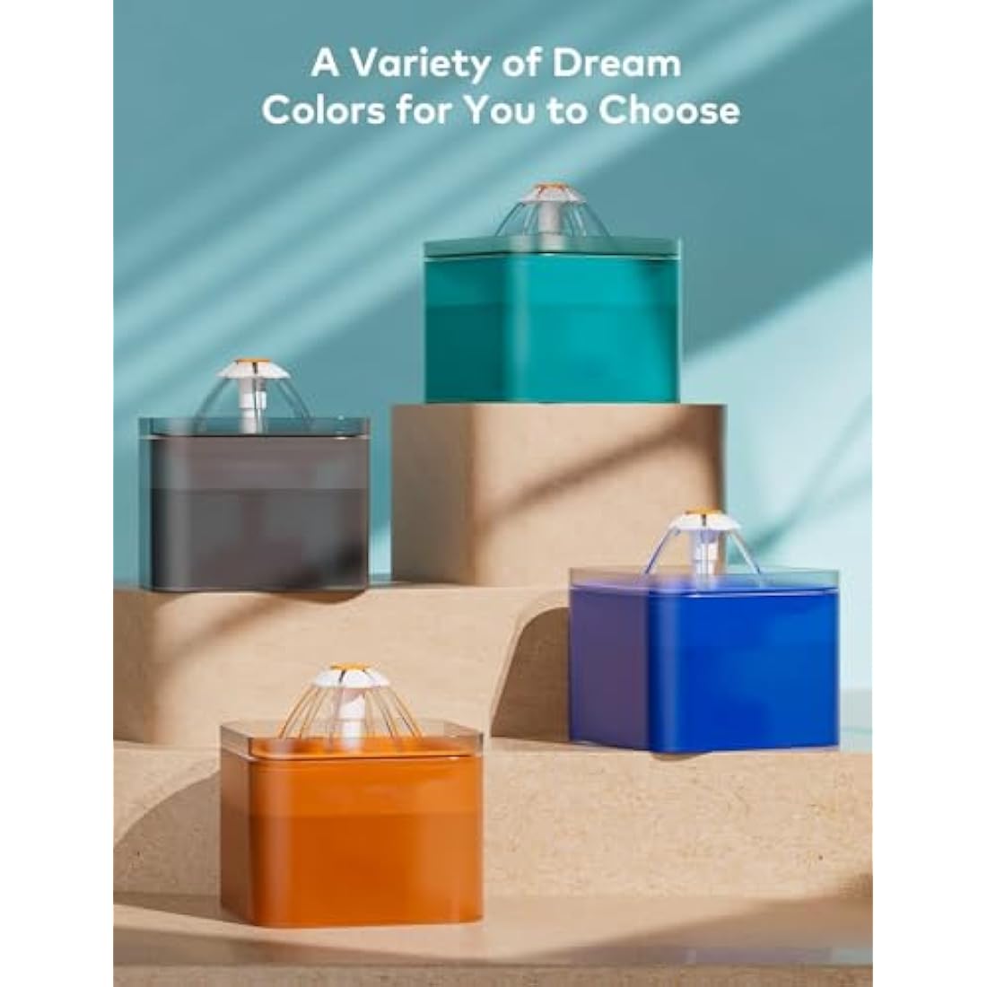 AONBOY Cat Water Fountain with 6 Filters（cyan）