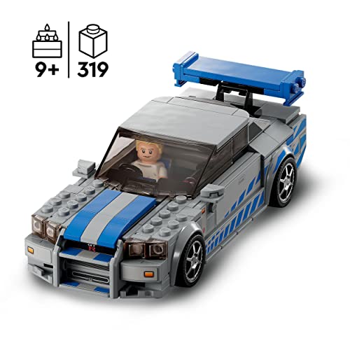 LEGO Speed Champions 2 Fast 2 Furious Nissan Skyline GT-R (R34) Set, Race Car Toy Model Building Kit for 9 Plus Year Old Boys & Girls, with Racer Minifigure, Collectible Gift for Kids 76917