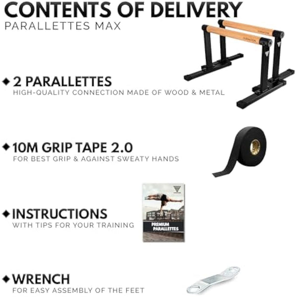 GORNATION Parallettes, Calisthenics Push-Up Bars for Handstands & Strength Training, Parallel Bars for Home & Outdoor Training, Fitness Equipment with Secure Grip, Non-Slip Feet, Wooden Handles