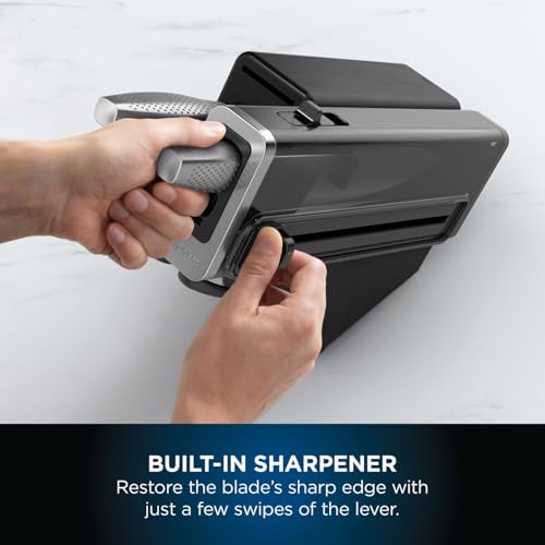 Ninja Foodi StaySharp Knife Block with Integrated Sharpener, 5-Piece Knife Set includes Chef, Bread, Slicing, Utility, Paring Knives, Stainless Steel K32005UK, Black