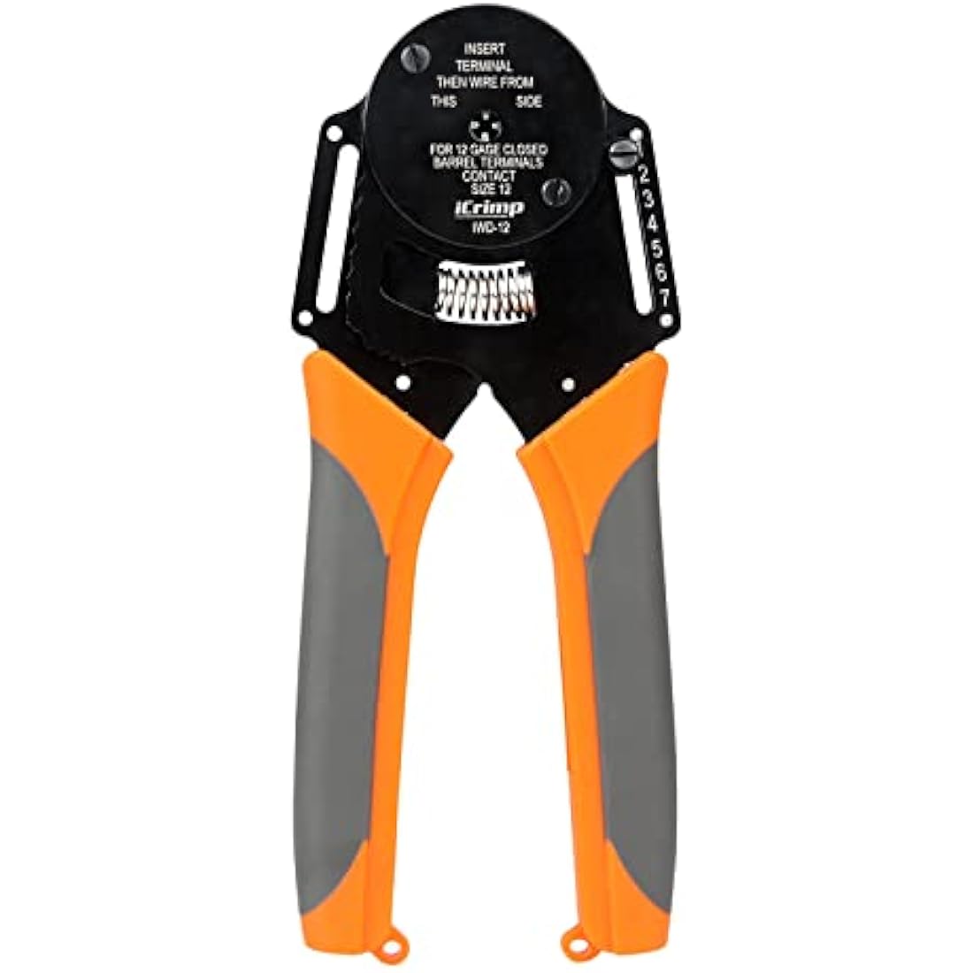 iCrimp Closed Barrel Crimper for Deutsch Solid Contacts Size 12 (AWG 12), 4-Way Indent, 8-Impression Crimping Tool, Compatible with Deutsch Connectors