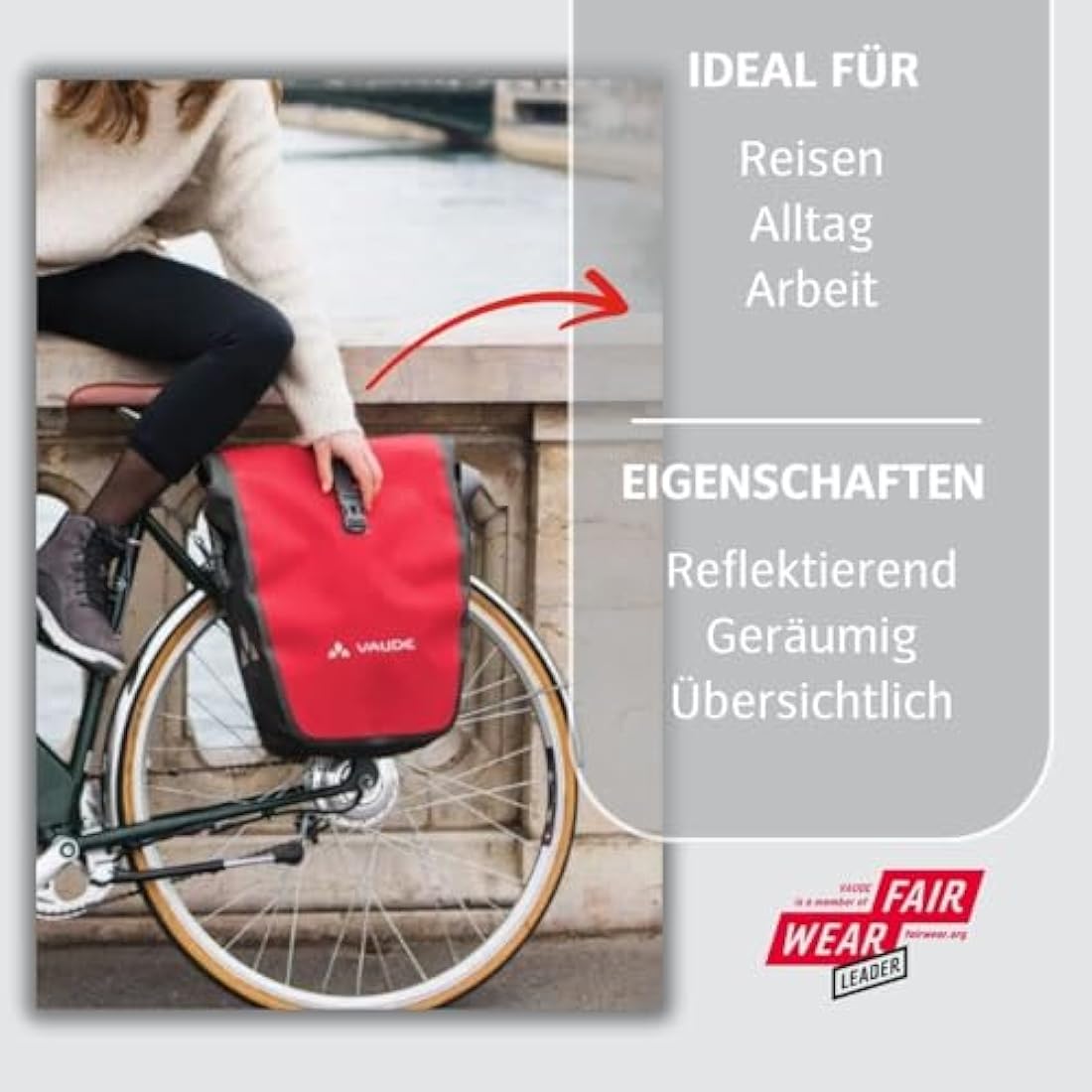 VAUDE Aqua Back Rear Pannier Bike Bag - Set of 2 - PVC- Tarpaulin Bike Panniers - Waterproof Pannier Bags with a 48 Litre Total Storage Volume