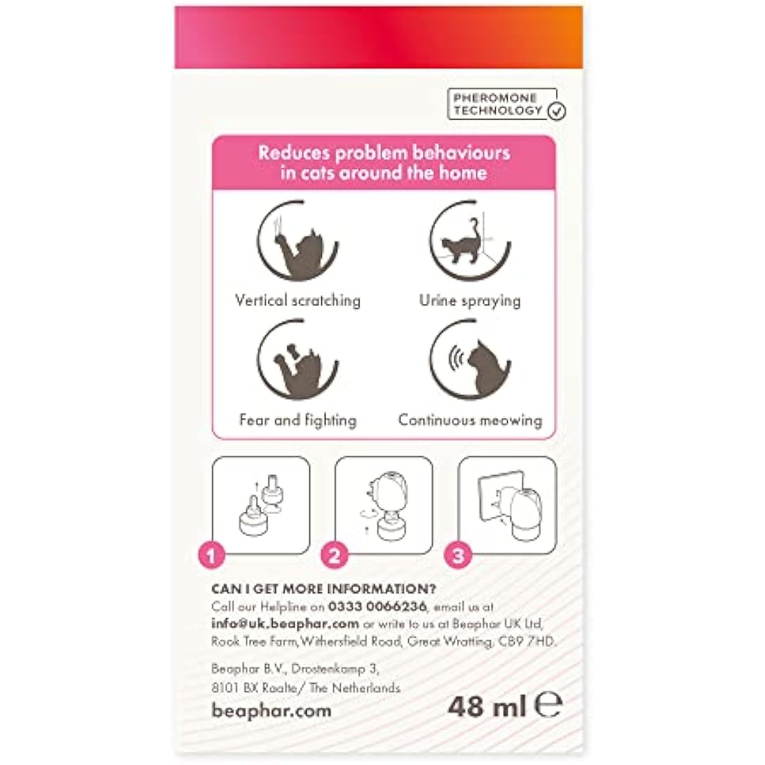 Beaphar | CatComfort Calming Diffuser Refill | Reduces Anxiety & Stress in Cats | Helps Ease Fear of Fireworks | Covers 70m² Area | Lasts Up To 30 Days