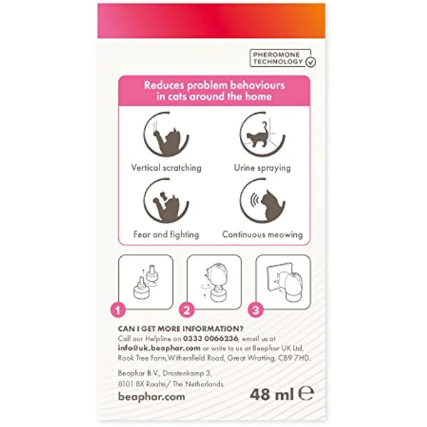 Beaphar | CatComfort Calming Diffuser Refill | Reduces Anxiety & Stress in Cats | Helps Ease Fear of Fireworks | Covers 70m² Area | Lasts Up To 30 Days