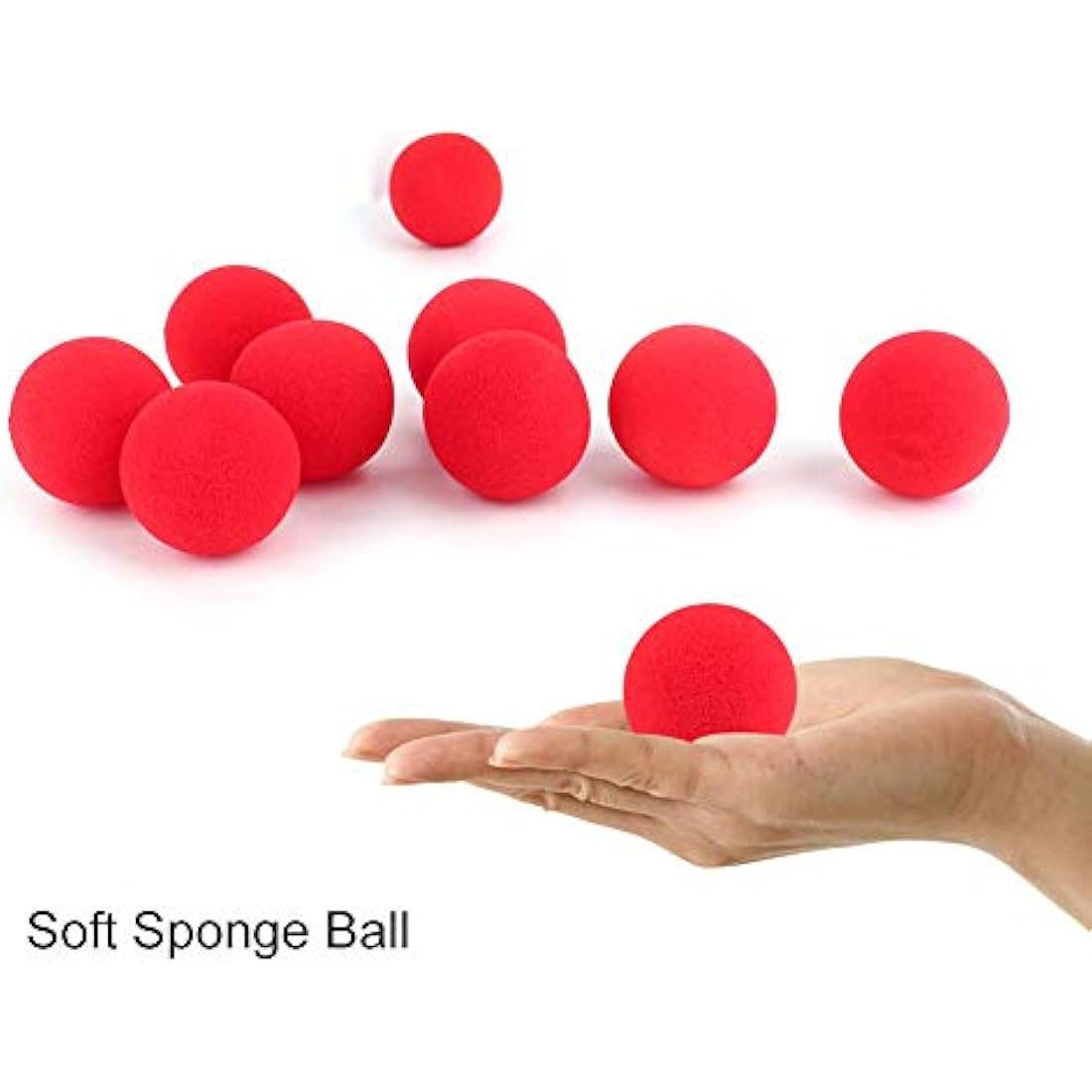 HEEPDD Magic Sponge Balls, 10Pcs 4.5cm Soft Red Sponge Balls Finger Tricks Props Classic Comedy Trick Props for Kids Halloween Party Masquerade Decoration