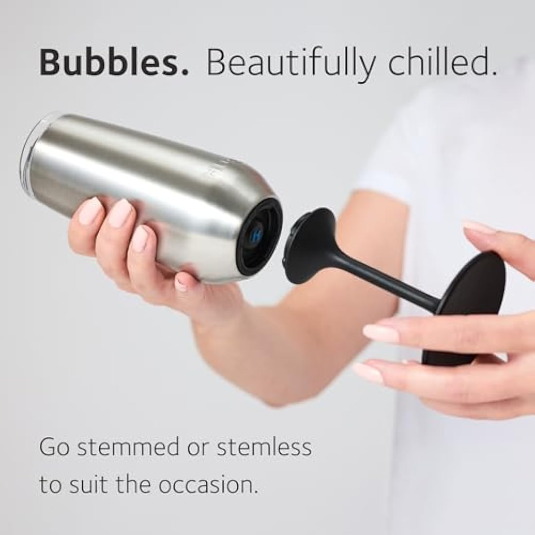 Huski Champagne Flute | New | Award-Winning Design with Detachable Stem | Premium Stainless Steel Champagne Glass with Lid | Triple Insulated Tumbler | 240ml Capacity | Great Gift (Champagne)