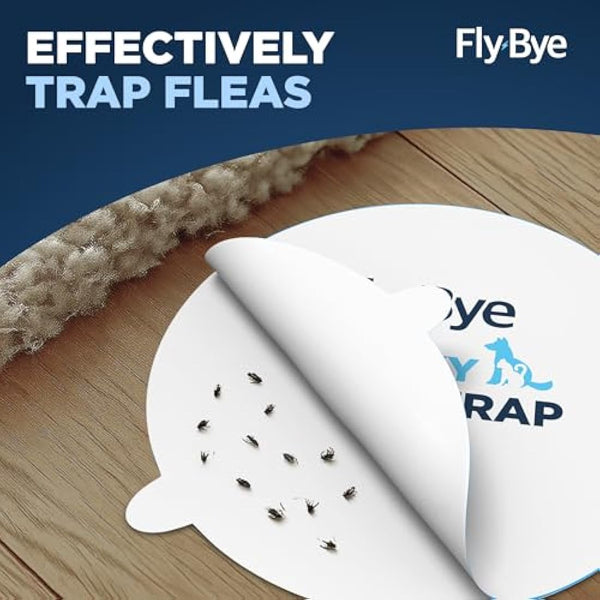 Fly-Bye Flea Trap Sticky Discs (24 Pack) – Non-Toxic Replacement Pads for Home Fleas Trap – Safe Alternative to Flea Sprays & Bombs
