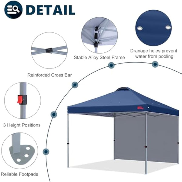 MASTERCANOPY Durable Ez Pop-up Gazebo Tent with 1 Sidewall (3x3M,Navy Blue)