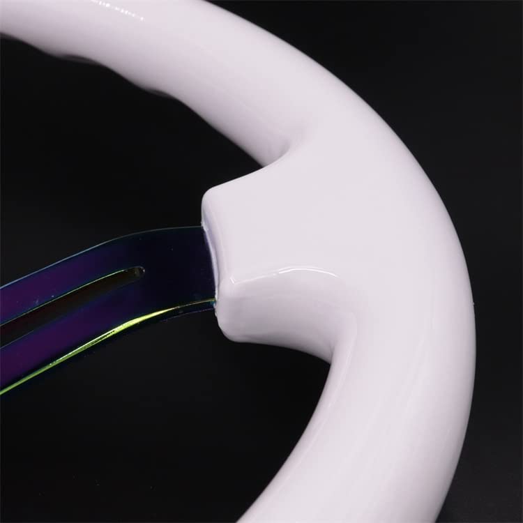 350mm Green Racing Steering Wheel Neo Chrome Spoke Universal 6 Bolts 45mm Deep Dish Classic ABS Wood Steering Wheel with Horn Button