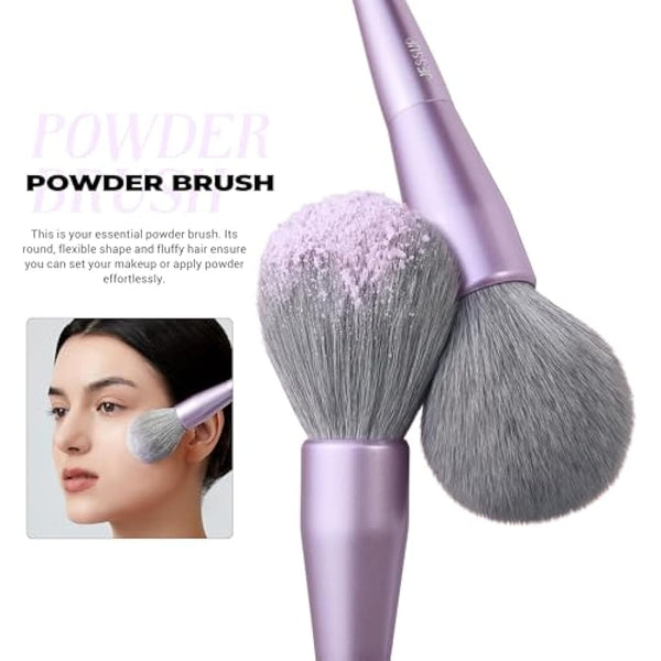 Jessup Makeup Brushes Face 5pcs, Premium Synthetic Make Up Brushes Set for Foundation Contour Blush Highlighter and Powder, Luxury Purple T514