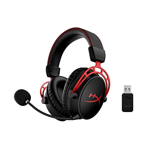 HyperX Cloud Alpha Wireless - Gaming Headset for PC, 300-hour battery life, DTS Headphone:X Spatial Audio, Memory foam, Dual Chamber Drivers, Noise-cancelling mic, Durable aluminium frame