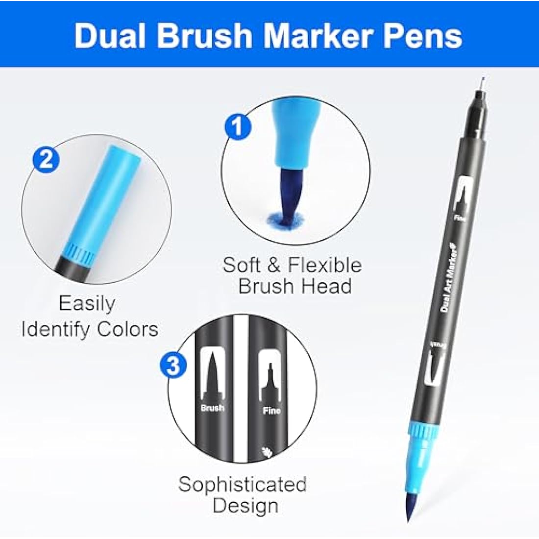 Halobios 120 Dual Tip Colouring Pens Brush Pen Felt Tip Pens for Adults Kids Artist Beginner, Dual Tip Brush Marker Pen for Drawing Sketching Adult Colouring Books Bullet Journal Calligraph