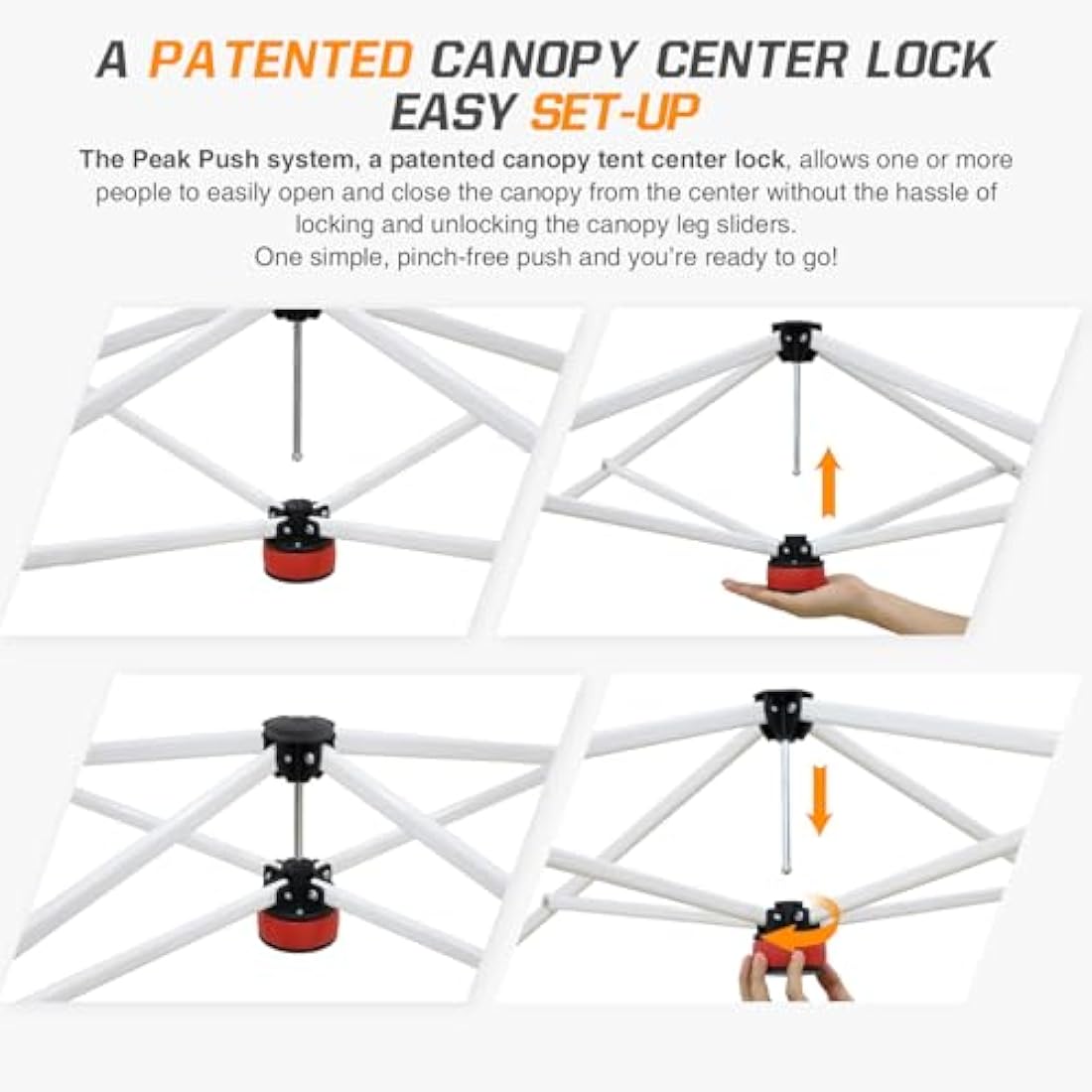 EAGLE PEAK 3m x 3m Slant Leg Pop-up Canopy Tent Instant Outdoor Canopy Easy Set-up Folding Shelter (Red)