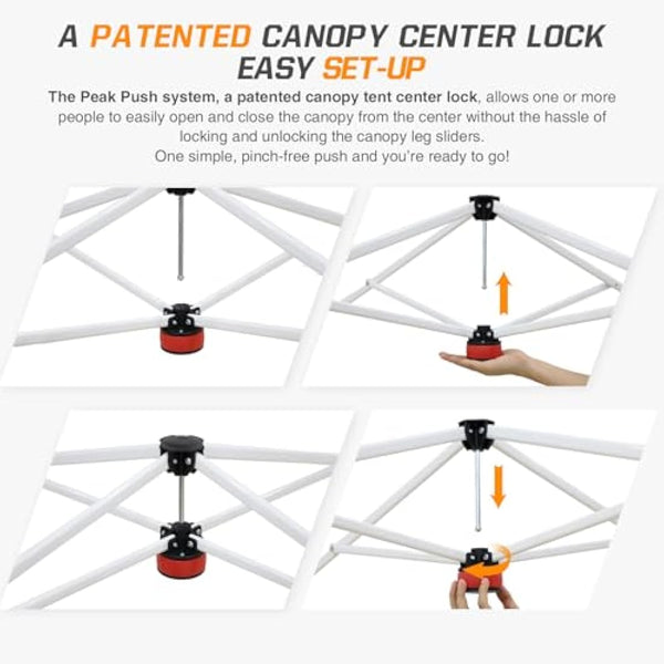 EAGLE PEAK 3m x 3m Slant Leg Pop-up Canopy Tent Instant Outdoor Canopy Easy Set-up Folding Shelter (Red)