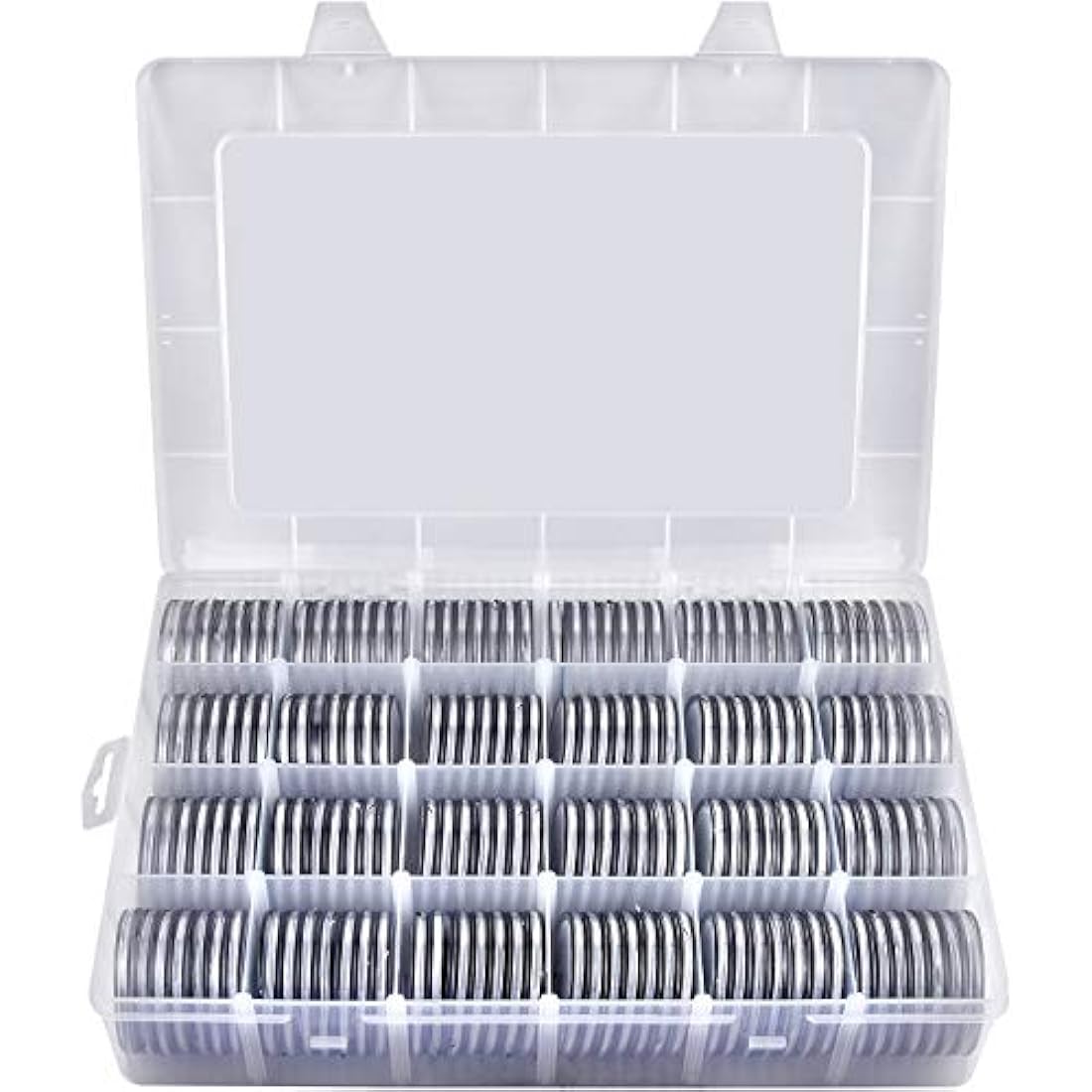 168 Pieces 46mm Coin Capsules with Foam Gasket and Plastic Storage Organizer Box, 6 Sizes (20/25/27/30/38/46mm) Coins Collector Case Holder for Coin Collection Supplies