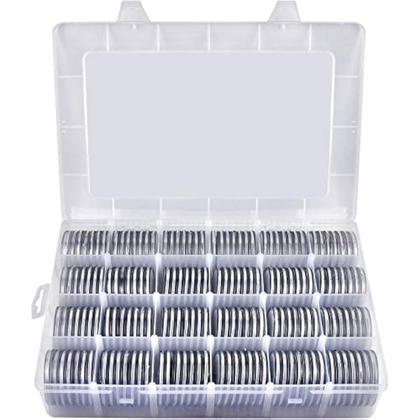 168 Pieces 46mm Coin Capsules with Foam Gasket and Plastic Storage Organizer Box, 6 Sizes (20/25/27/30/38/46mm) Coins Collector Case Holder for Coin Collection Supplies