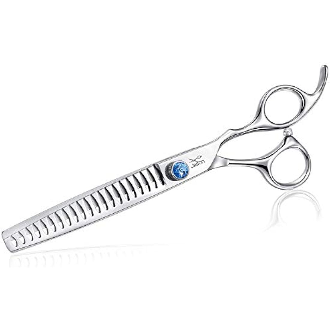 JASON 7" 21-Teeth Chunker Shears for Dogs Ergonomic Dog Grooming Texturizing Blending Thinning Shears Pets Trimming Kit with Offset Handle
